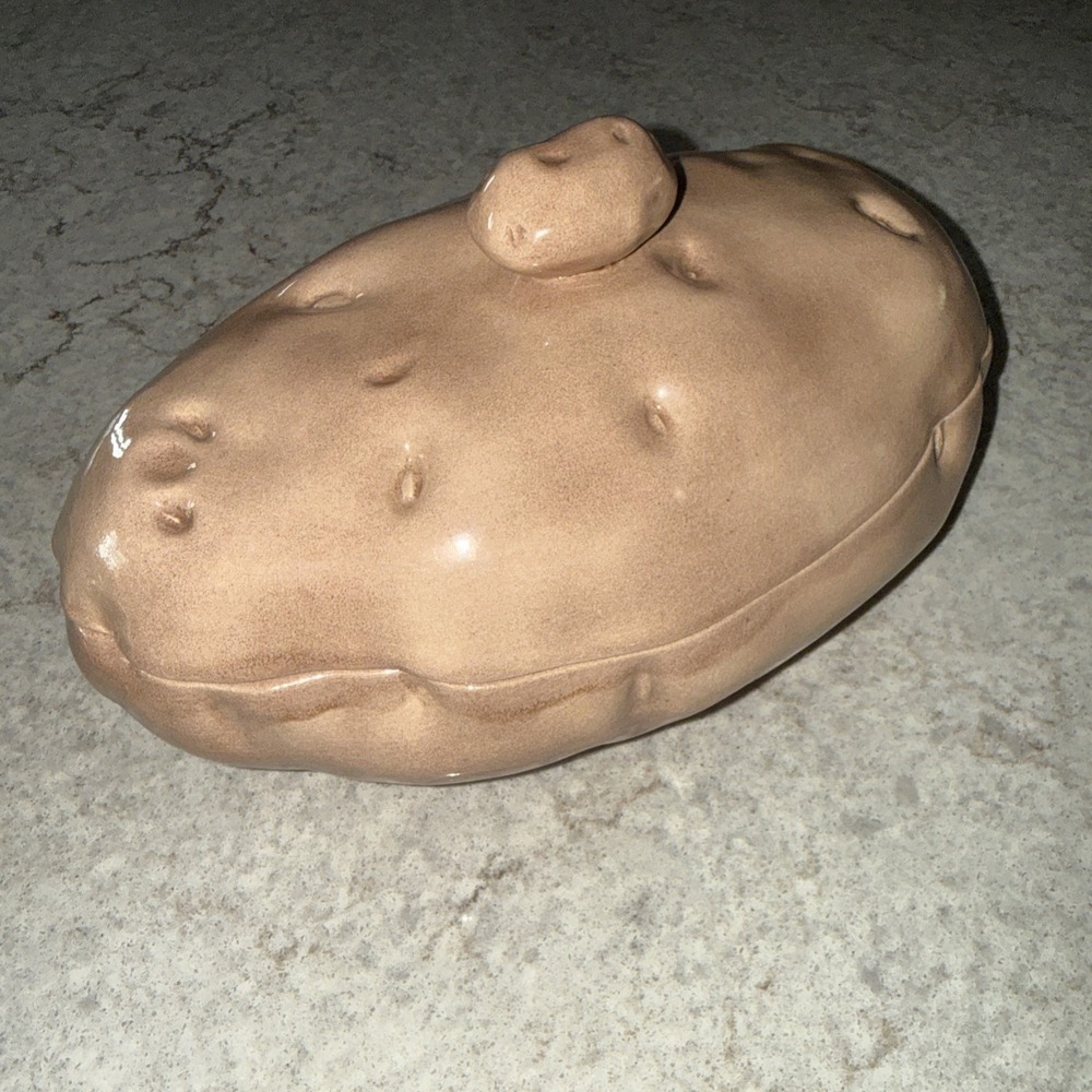 Potato Shaped Ceramic Dish Novelty Serving Bowl Container with Lid Kitchen Decor